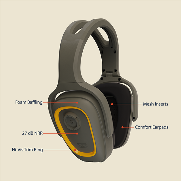 Elgin Rampage Bluetooth Hearing Protection Earmuffs graphic showing improvements.